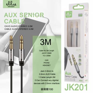 Ellie JK201 AUX cavo 3M jack 3.5mm to 3.5mm NERO